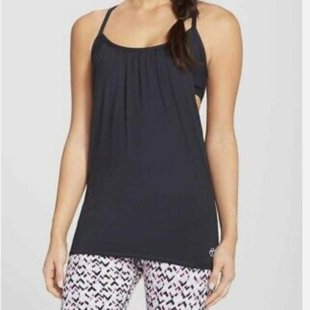 Trina Turk Recreation black yoga exercise Athleisure tank with built in bra